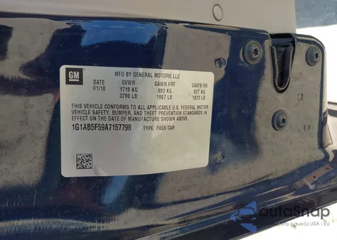 2010 Chevrolet Cobalt Ls from USA, damaged, VIN 1G1AB5F59A7157798